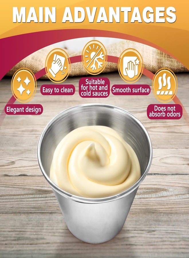 LAGARTO 12 Pcs Dipping Sauce Cups - 2.5 Oz Dip Cups with Stackable Design & 2.3″ Diameter, Precision Capacity for Portion Control - Durable Stainless Steel Build, Suited for Hot & Cold Sauces - Image 4