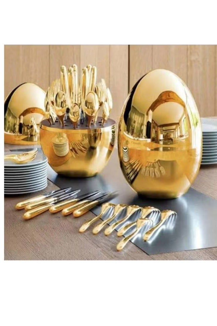 A set of gold-plated spoons, 24 pieces, shaped like an egg  - Image 1