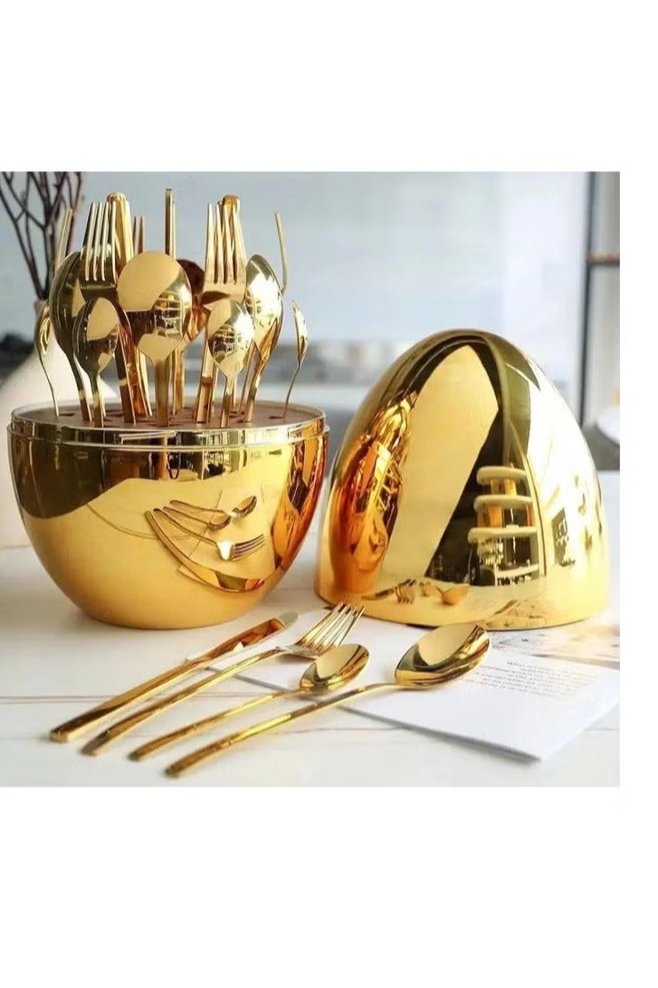 A set of gold-plated spoons, 24 pieces, shaped like an egg  - Image 2