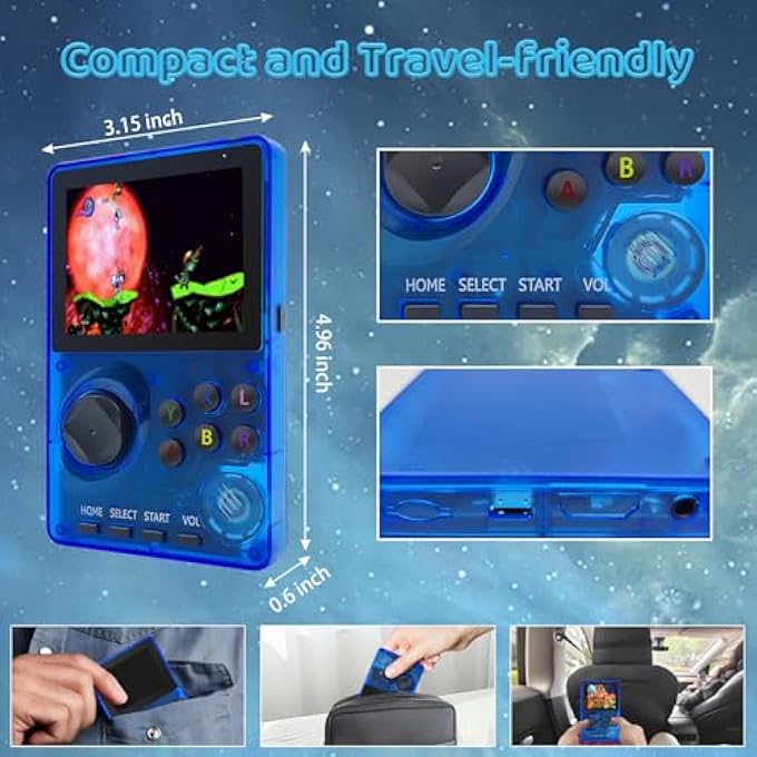 RETRO HANDHELD GAME CONSOLE PRE-LOADED 100 16-BIT GAMES, TRAVEL-FRIENDLY VIDEO GAMING CONSOLE WITH 2.8" COLOR SCREEN, RECHARGEABLE BATTERY, HAND HELD GAME CONSOLE FOR BOY GIRL (BLUE) - Image 4