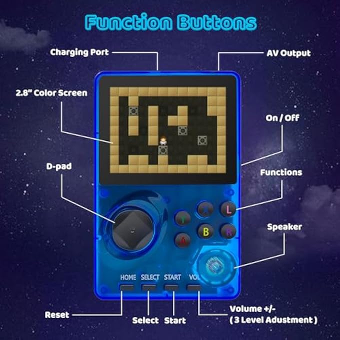 RETRO HANDHELD GAME CONSOLE PRE-LOADED 100 16-BIT GAMES, TRAVEL-FRIENDLY VIDEO GAMING CONSOLE WITH 2.8" COLOR SCREEN, RECHARGEABLE BATTERY, HAND HELD GAME CONSOLE FOR BOY GIRL (BLUE) - Image 5
