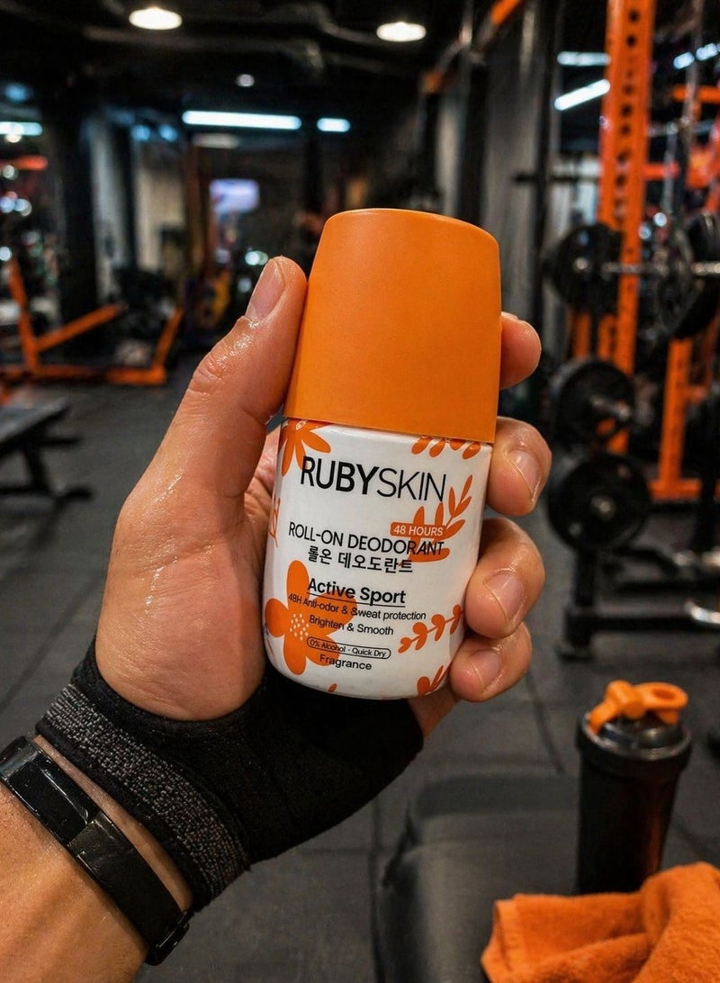 Rubyskin Roll On Deodorant Active Sport 48 H Anti-odor & Sweat Protection With Niacinamide 50 ml - Image 1