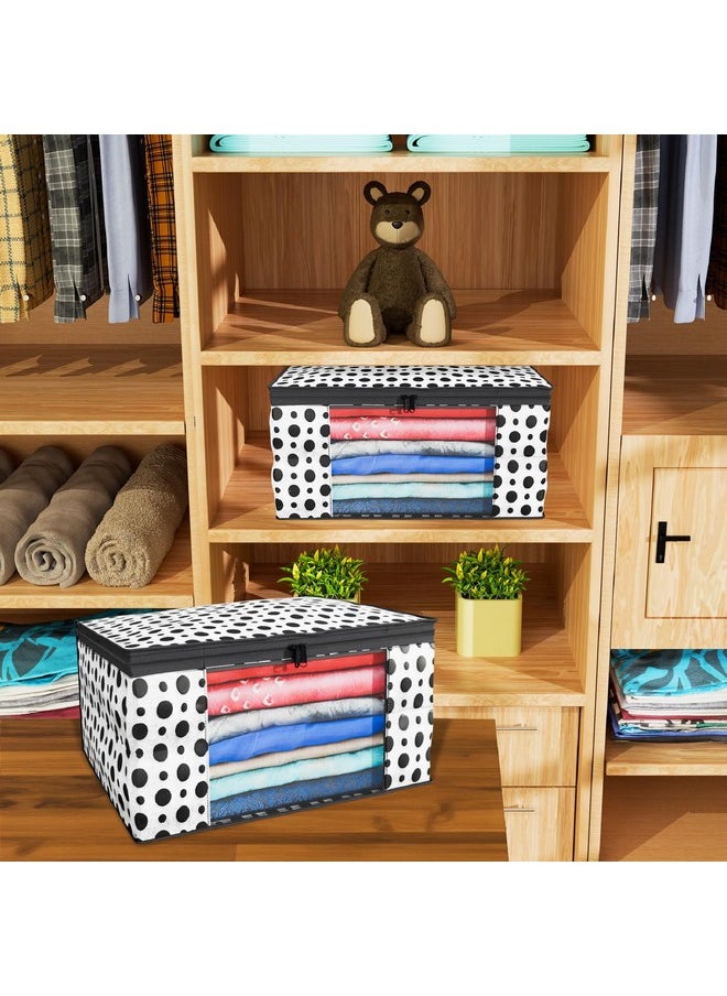 Kuber Industries Kuber Industries Clothes Organizer For Wardrobe (Pack of 12) - Storage Organizer For Saree | Shirts | Clothes - Dress Organizer For Wardrobe - Saree Covers With Zip (Polka Dots) (Black and White)  - Image 2