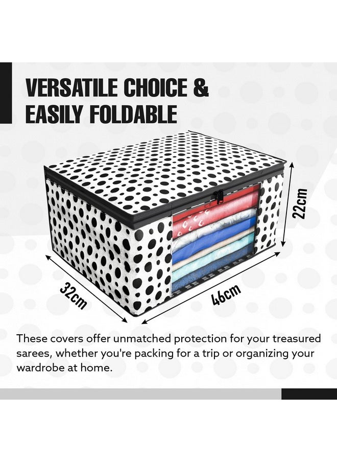 Kuber Industries Kuber Industries Clothes Organizer For Wardrobe (Pack of 12) - Storage Organizer For Saree | Shirts | Clothes - Dress Organizer For Wardrobe - Saree Covers With Zip (Polka Dots) (Black and White)  - Image 3