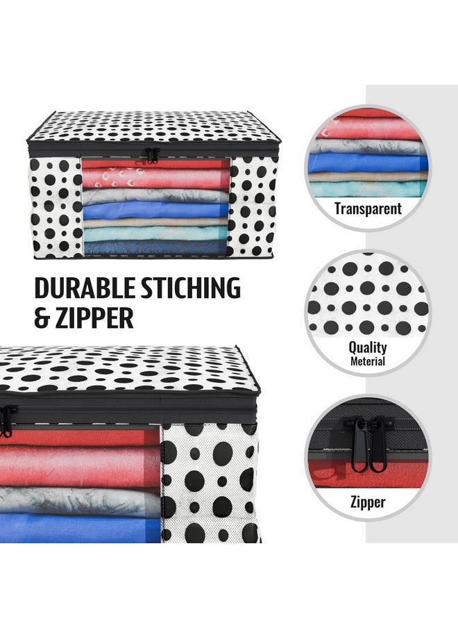 Kuber Industries Kuber Industries Clothes Organizer For Wardrobe (Pack of 12) - Storage Organizer For Saree | Shirts | Clothes - Dress Organizer For Wardrobe - Saree Covers With Zip (Polka Dots) (Black and White)  - Image 4