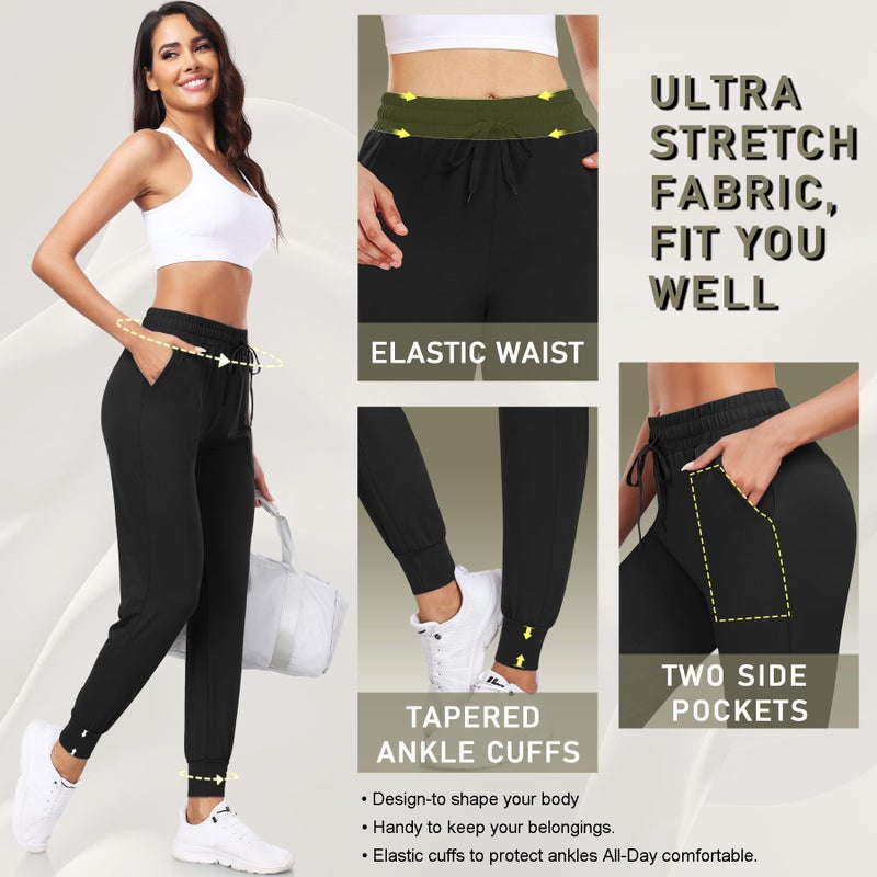 FULLSOFT Sweatpants for Women-Womens Joggers with Pockets Lounge Pants for Yoga Workout Running (Black,Medium) - Image 4