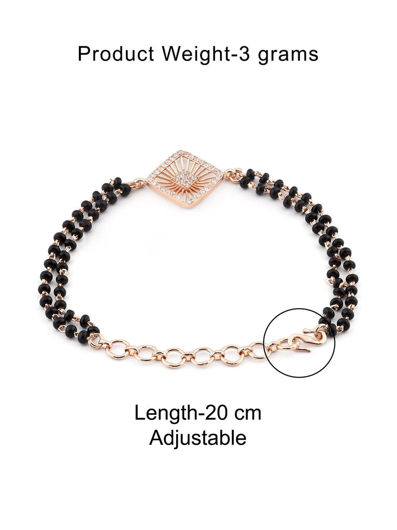 ZAVERI PEARLS Rose Gold Contemporary Cubic Zirconia Mangalsutra Bracelet For Women-ZPFK12638 - Image 5