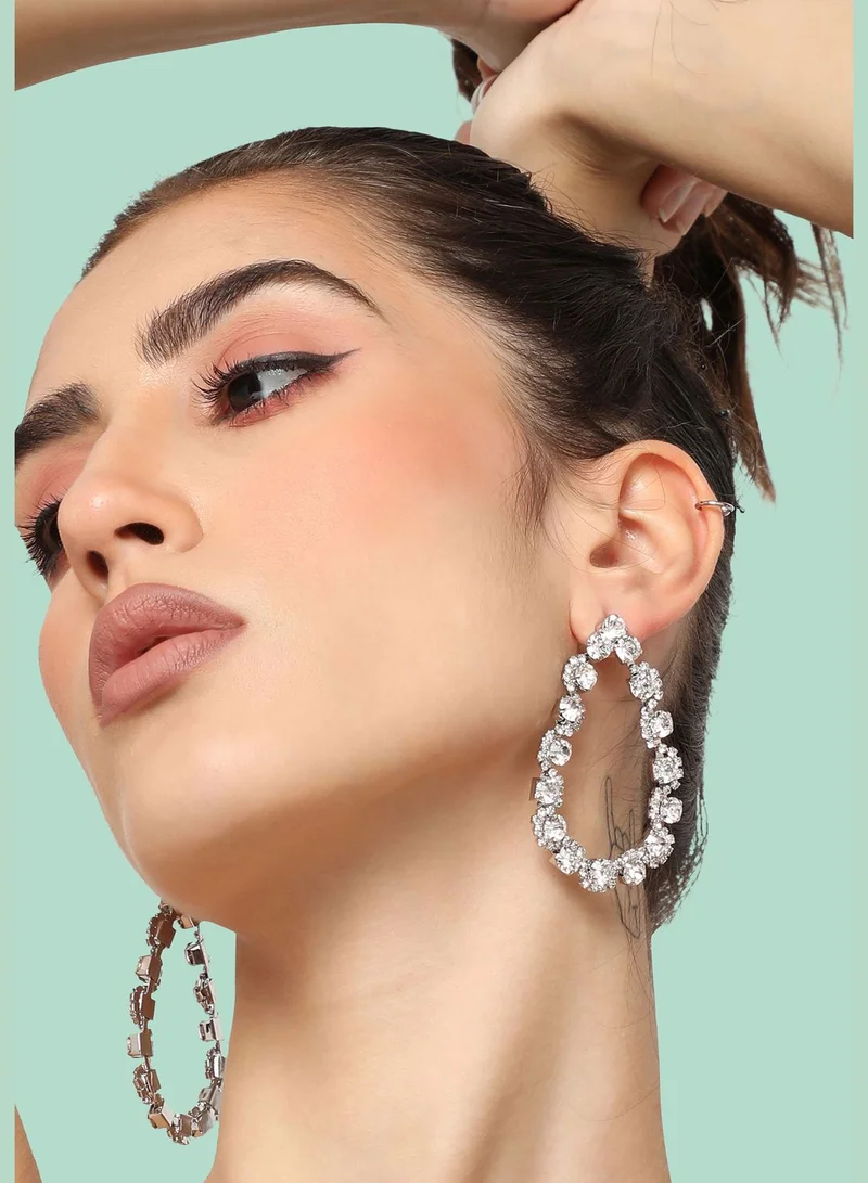 SOHI Silver Plated Party Designer Stone Drop Earring For Women