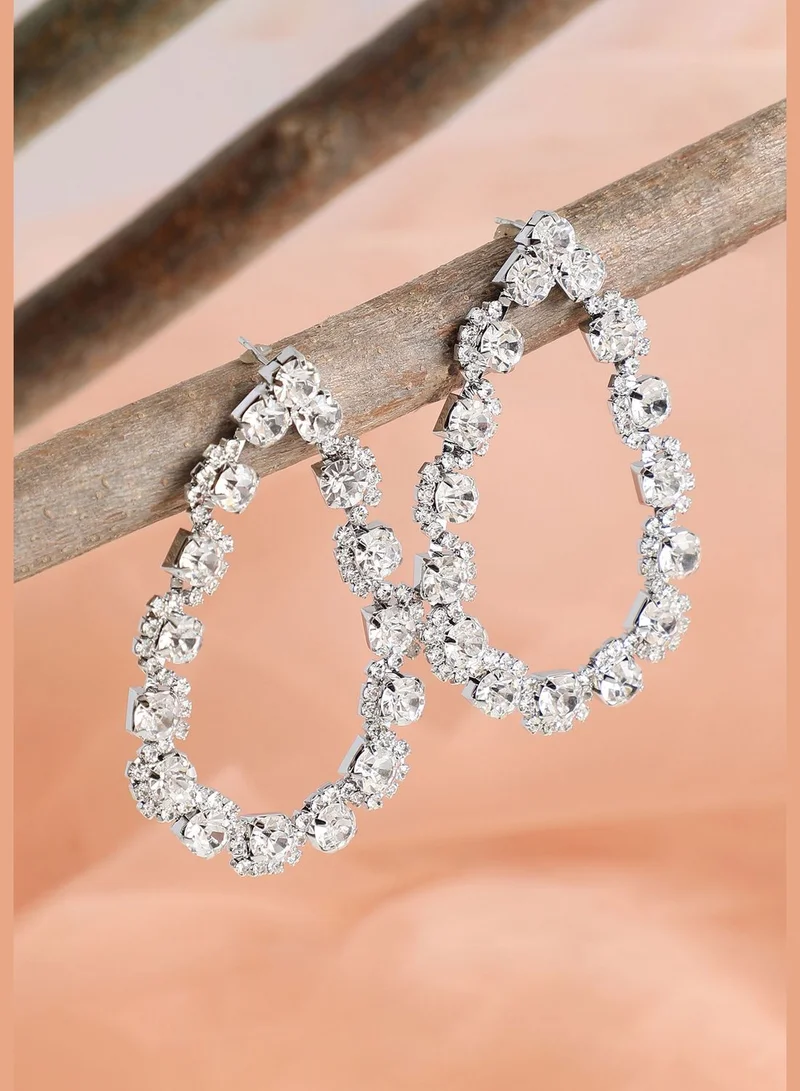 SOHI Silver Plated Party Designer Stone Drop Earring For Women
