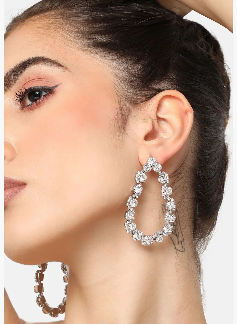 SOHI Silver Plated Party Designer Stone Drop Earring For Women