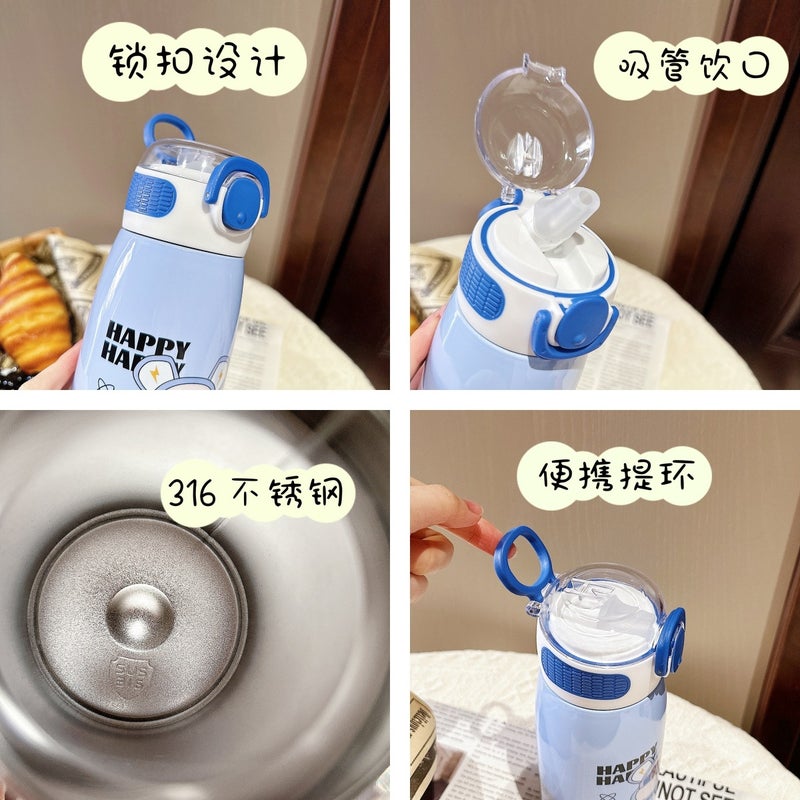 Children'S Vacuum Cup 316 Stainless Steel High-Looking Straw Cup Cute Student Cartoon Gift Portable School Cup - Image 4