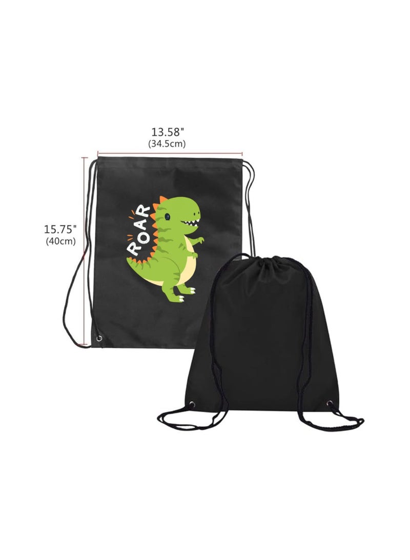 برينت شوب فور مي مجموعة من 3 حقائب برباط بتصميم ديناصور للأولاد - حقيبة ظهر رياضية متينة للأطفال، رائعة للمدرسة والاستخدام اليومي، خفيفة الوزن مع طباعة ديناصور للاستخدام اليومي - Image 3