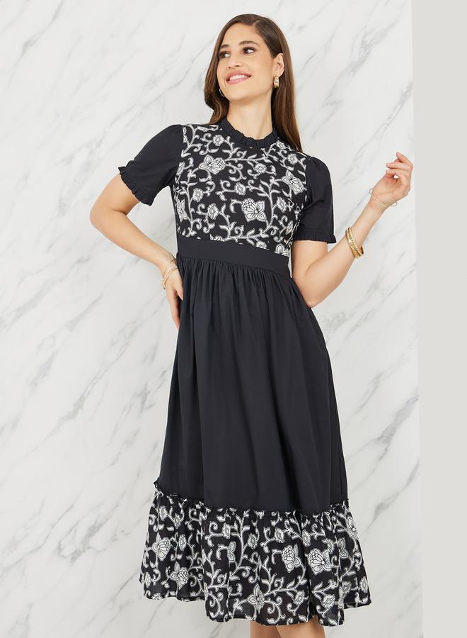 Styli Floral Trim Midi Dress  - Image 2