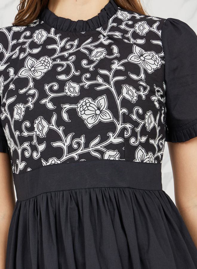 Styli Floral Trim Midi Dress  - Image 3