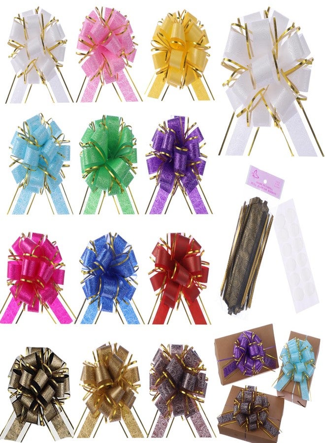 FORBINBO 12 Pieces Rose Pull Bows,6 Inches Pull Bows for Gift Wrapping,Basket and Wedding Decoration,Holiday and Birthday Presents Wrapping Bows,Christmas Bows for Gift Wrapping - Image 1