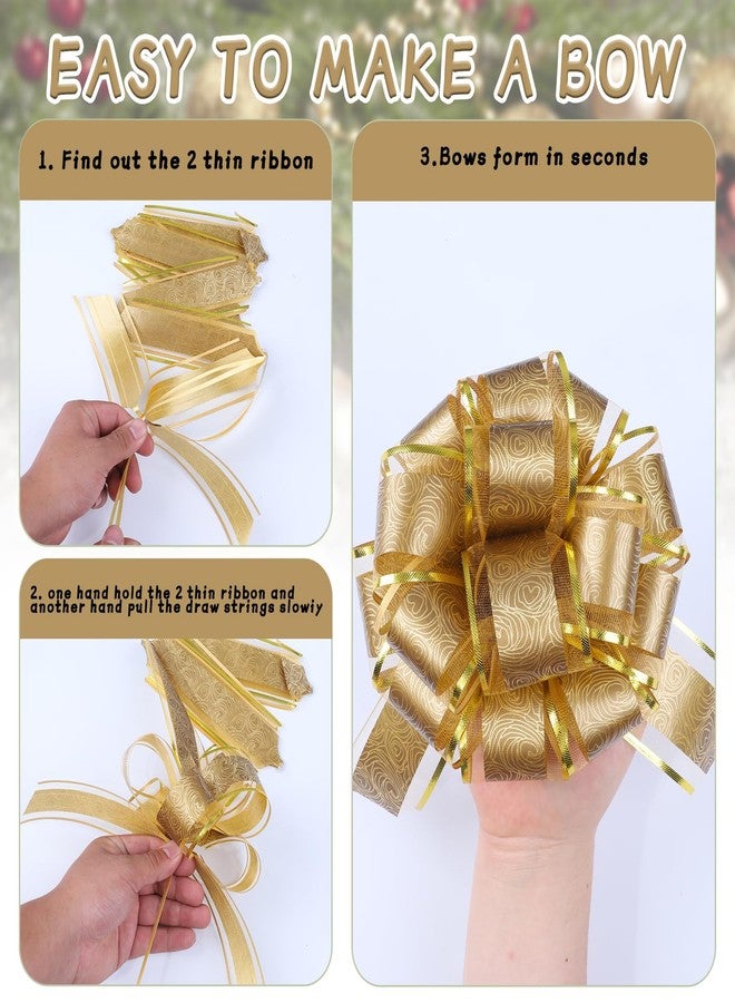 FORBINBO 12 Pieces Rose Pull Bows,6 Inches Pull Bows for Gift Wrapping,Basket and Wedding Decoration,Holiday and Birthday Presents Wrapping Bows,Christmas Bows for Gift Wrapping - Image 3