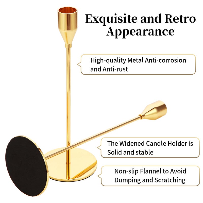 Oatnauxil Metal Gold Taper Candle Holder for Wedding, Dinning, Party, Fits 3/4 inch Thick Candle&Led Candles (Set of 6 Pcs) - Image 3