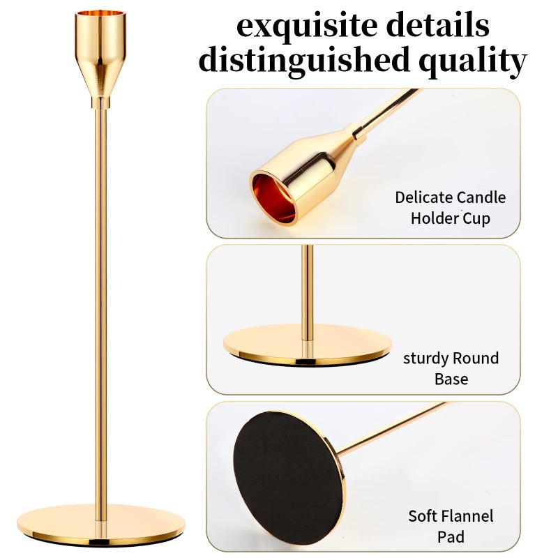 Oatnauxil Metal Gold Taper Candle Holder for Wedding, Dinning, Party, Fits 3/4 inch Thick Candle&Led Candles (Set of 6 Pcs) - Image 2