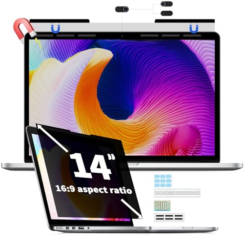 Halloive Magnetic Laptop Privacy Screen for 14 Inch 16:9, Removable Computer Screen Privacy Shield 14" Aspect Privacy Filter Screen Protector for with Lenovo Hp Dell Acer Asus Thinkpad Envy - Image 1