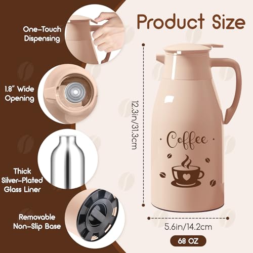 Teeloray 68 oz Hot Drink Dispenser Coffee Bar Accessories Cocoa Drink Dispenser for Keeping Hot Chocolate Bar Supplies Large Thermal Coffee Carafe for Cocoa Chocolate Tea and Water Winter Party Supplies - Image 5