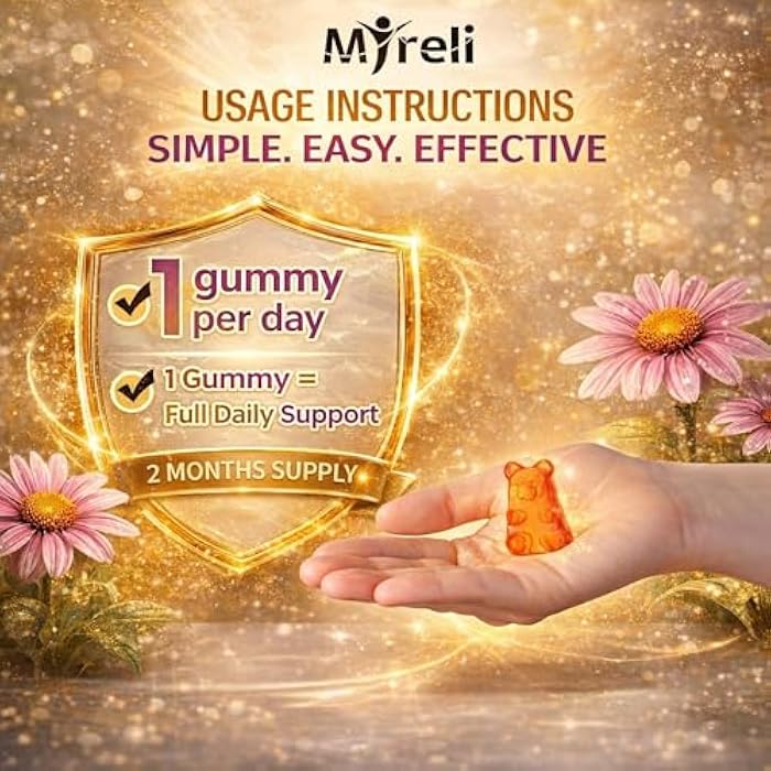 MYRELI Echinacea 1000mg Gummies Supplement – Herbal Immune Formula, Botanical Antioxidant Blend, Vegan Plant Based, Non-GMO, Gluten Free, Chewable for Adults, Daily Wellness Option, 60 Count Bottle - Image 4