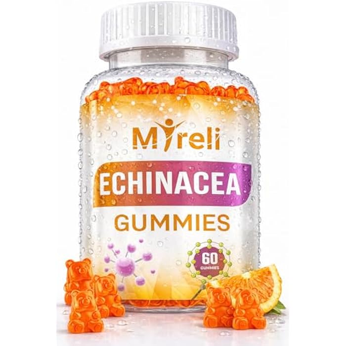 MYRELI Echinacea 1000mg Gummies Supplement – Herbal Immune Formula, Botanical Antioxidant Blend, Vegan Plant Based, Non-GMO, Gluten Free, Chewable for Adults, Daily Wellness Option, 60 Count Bottle - Image 1