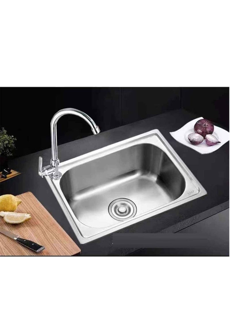 Large stainless steel kitchen sink, size 62 x 45, including 3-inch drain - Image 2