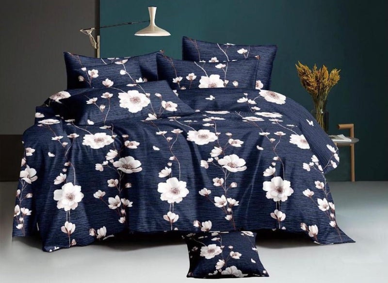 TURIYA 180 TC Microfiber Cloth Printed Double Bed Size Duvet Cover/Rajai Cover/Kambal Cover with Zipper Enclosure (Blue Flower) - Image 4