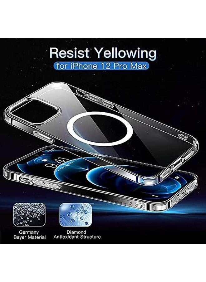 erorex - For Iphone 12 Max Pro 6.7" Wireless Charging Magnetic Mobile Phone Case Ultra Thin Transparent Tpu Flexible Silicone Protective Cover For Magsafe Charger Drop Resistant 12 Pro Max Clear - Image 1