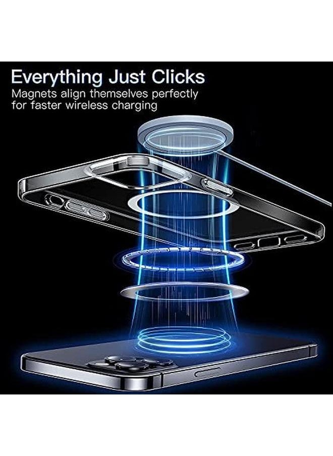 erorex - For Iphone 12 Max Pro 6.7" Wireless Charging Magnetic Mobile Phone Case Ultra Thin Transparent Tpu Flexible Silicone Protective Cover For Magsafe Charger Drop Resistant 12 Pro Max Clear - Image 1