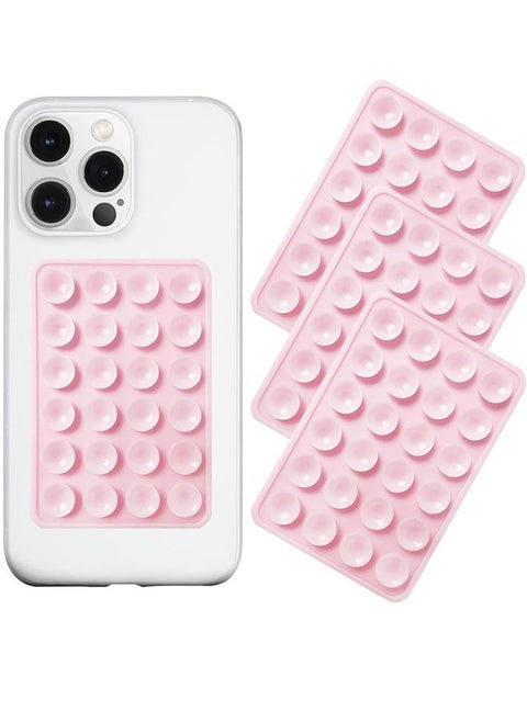 Suction Phone Case Mount, 4Pcs Silicone Phone Suction Grip Compatible with iPhone and Android Cases, Anti-Slip Hands-Free Mobile Accessory Holder, Sticky Phone Grip for Tiktok Videos and Selfies(pink)