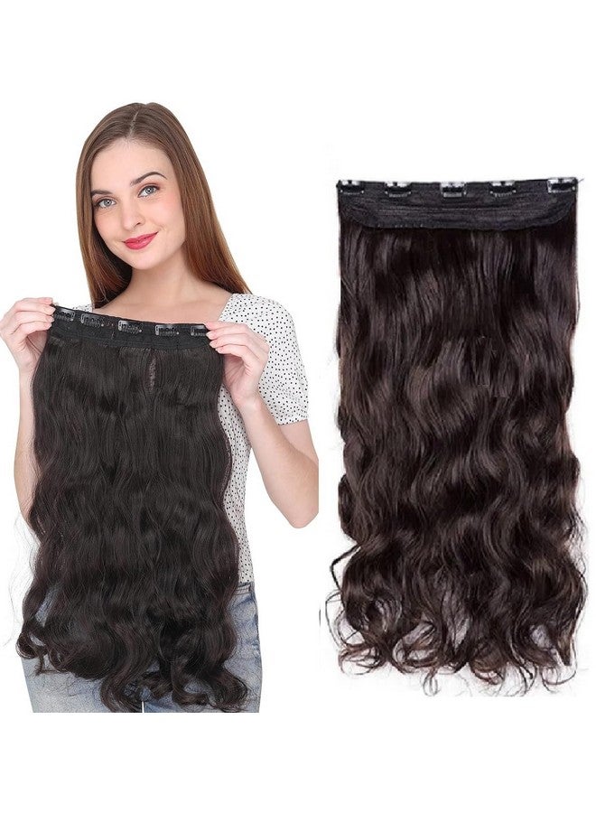MoonEyes Curly Brown Hair Extension for Women and Girls in 24 inch 5 Clips - Image 1