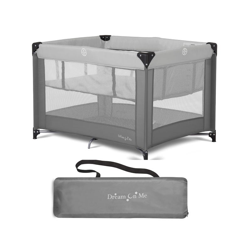 Dream On Me Dream On Me Zazzy Portable Playard with Bassinet in Grey Packable and Easy Setup Baby Playard Lightweight and Portable Playard for Baby with Mattress and Travel Bag 