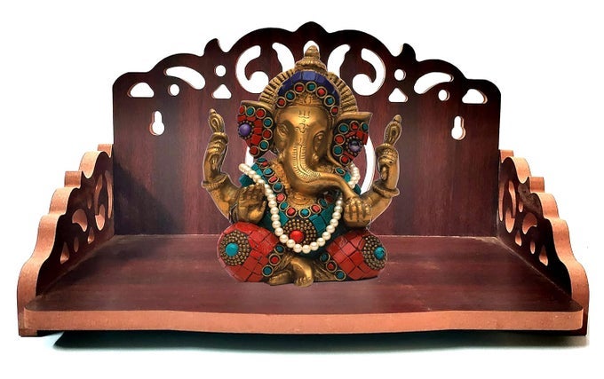 PLYWOOD SMALL WOODEN TEMPLE FOR HOME OFFICE AND SHOPWALL HANGING TEMPLESINHASANPOOJA MANDIRPOOJA STANDHINDOLA 8 MM PLYWOOD THICKNESS BR_OMO