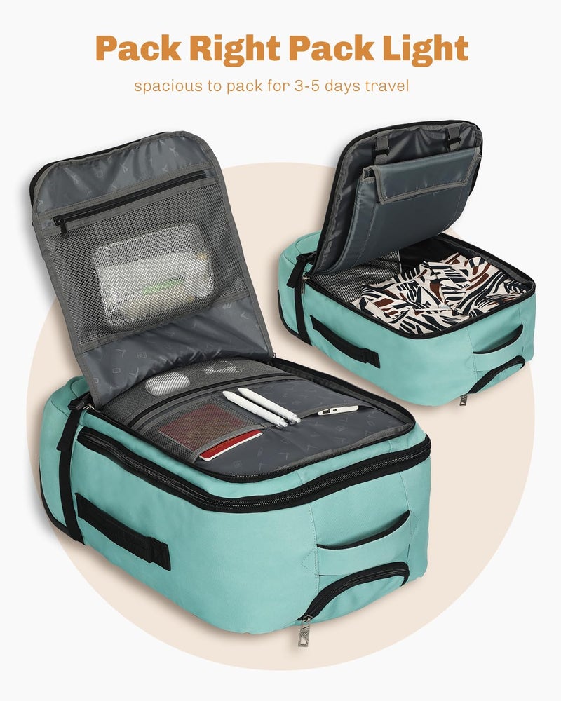 Hynes Eagle Rolling Backpack 42L Backpack with Wheels Airline Approved Carry on Luggage Laptop Travel Suitcase Bag for Women Men Mint Green - Image 4