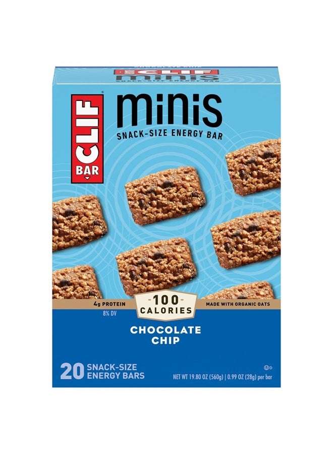 Clif Bar Minis - Chocolate Chip - Made with Organic Oats - 4g Protein - Non-GMO - Plant Based - Snack-Size Energy Bars - 0.99 oz. (20 Pack) - Image 1