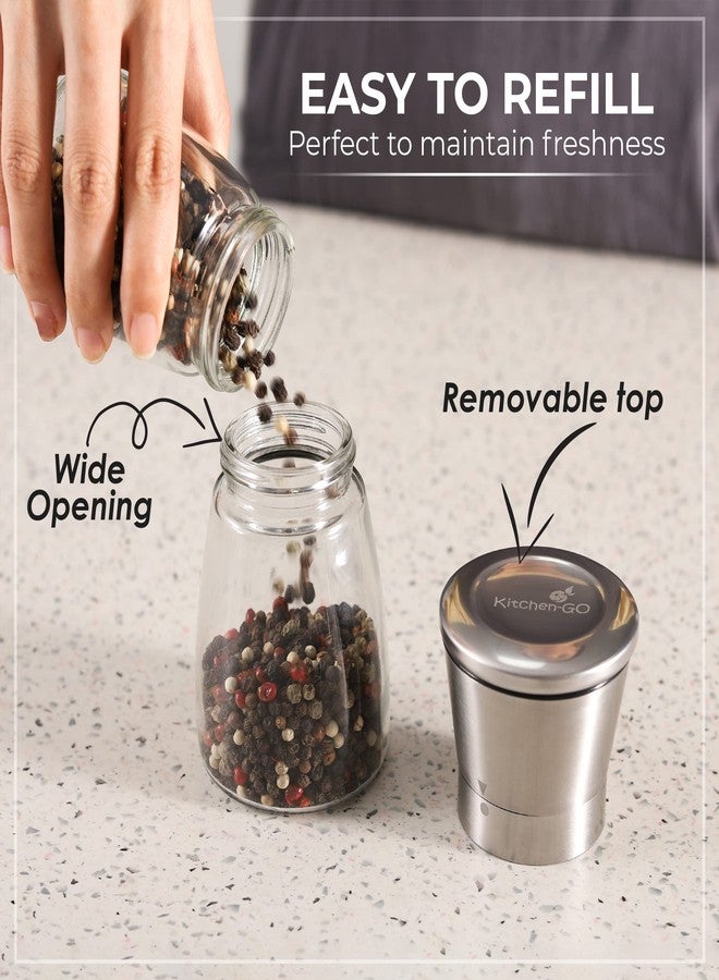 Kitchen & Go Pepper Grinder or Pepper Mill, Manual Salt Grinder Refillable with Adjustable Coarseness, Black Pepper Grinder Made of Stainless Steel, Himalayan Salt and Sea Salt Grinder - Image 5