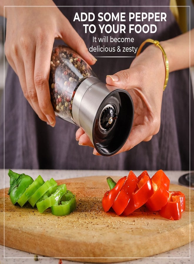 Kitchen & Go Pepper Grinder or Pepper Mill, Manual Salt Grinder Refillable with Adjustable Coarseness, Black Pepper Grinder Made of Stainless Steel, Himalayan Salt and Sea Salt Grinder - Image 4