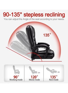 GoldenLike Office Chair Reclining Computer Desk Chairs with Footrest Ergonomic Computer Gaming Chair Leather Executive Office Chair Big and Tall Office Massage Chair Home Office Chair  - Image 4