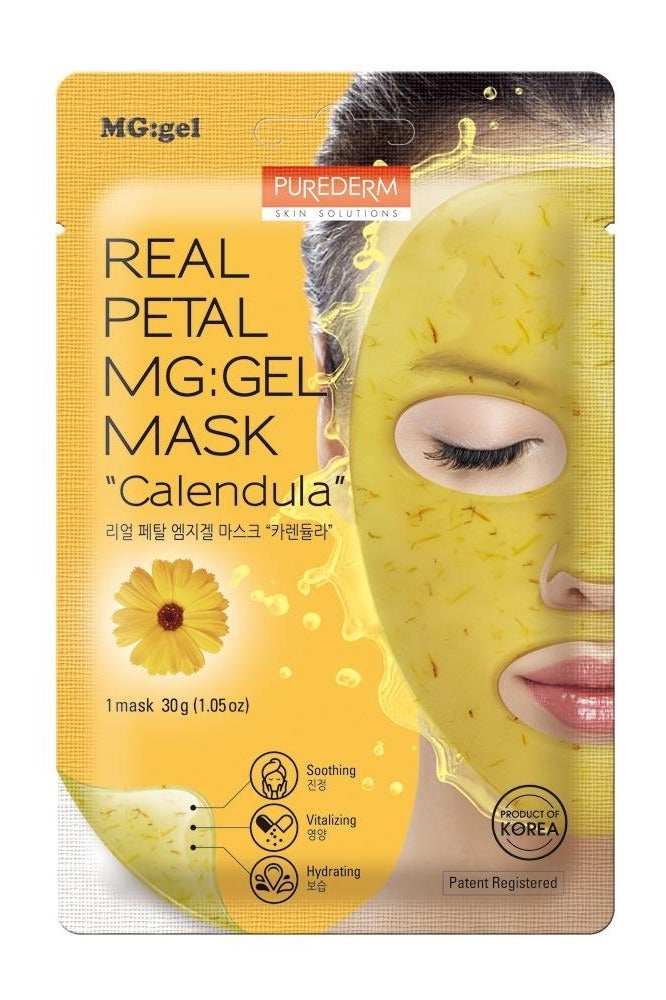 بيور ديرم قناع جل الزهور الحقيقي الكوري – بخلاصة زهرة كاليندولا للترطيب والتهدئة – 1 قناع (30غ)