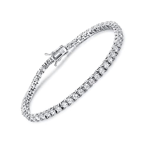 TIKJE 925 Sterling Silver 3mm Cubic Zirconia Classic Tennis Bracelet | White Gold Bracelets for Women | Size 8 Inch - Image 1