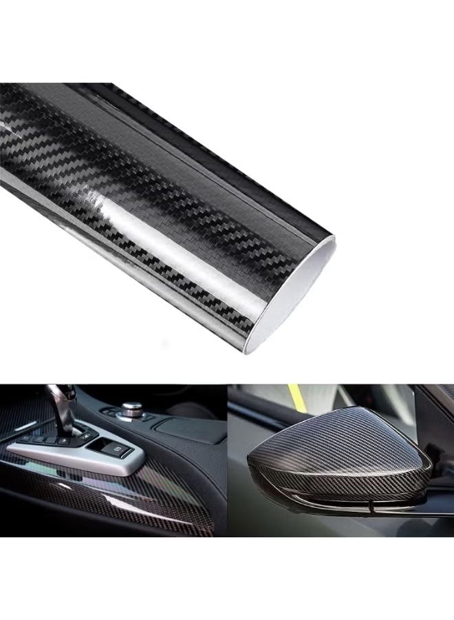 Automotive Film, Black 7D Carbon Fiber Vinyl Wrap Roll 1ft x 5ft, Ultra Gloss Car Wrap Film, Bubble-free Air Release Technology, Automobile Motorcycle DIY Interior Appearance - Image 1