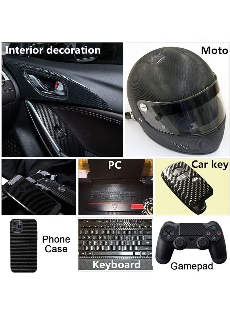 Automotive Film, Black 7D Carbon Fiber Vinyl Wrap Roll 1ft x 5ft, Ultra Gloss Car Wrap Film, Bubble-free Air Release Technology, Automobile Motorcycle DIY Interior Appearance - Image 3
