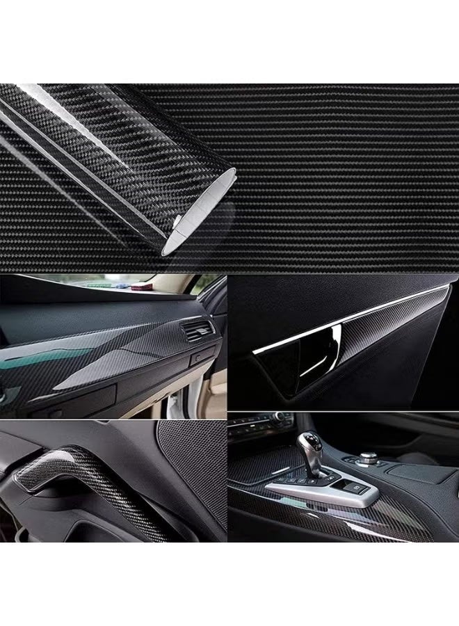 Automotive Film, Black 7D Carbon Fiber Vinyl Wrap Roll 1ft x 5ft, Ultra Gloss Car Wrap Film, Bubble-free Air Release Technology, Automobile Motorcycle DIY Interior Appearance - Image 2