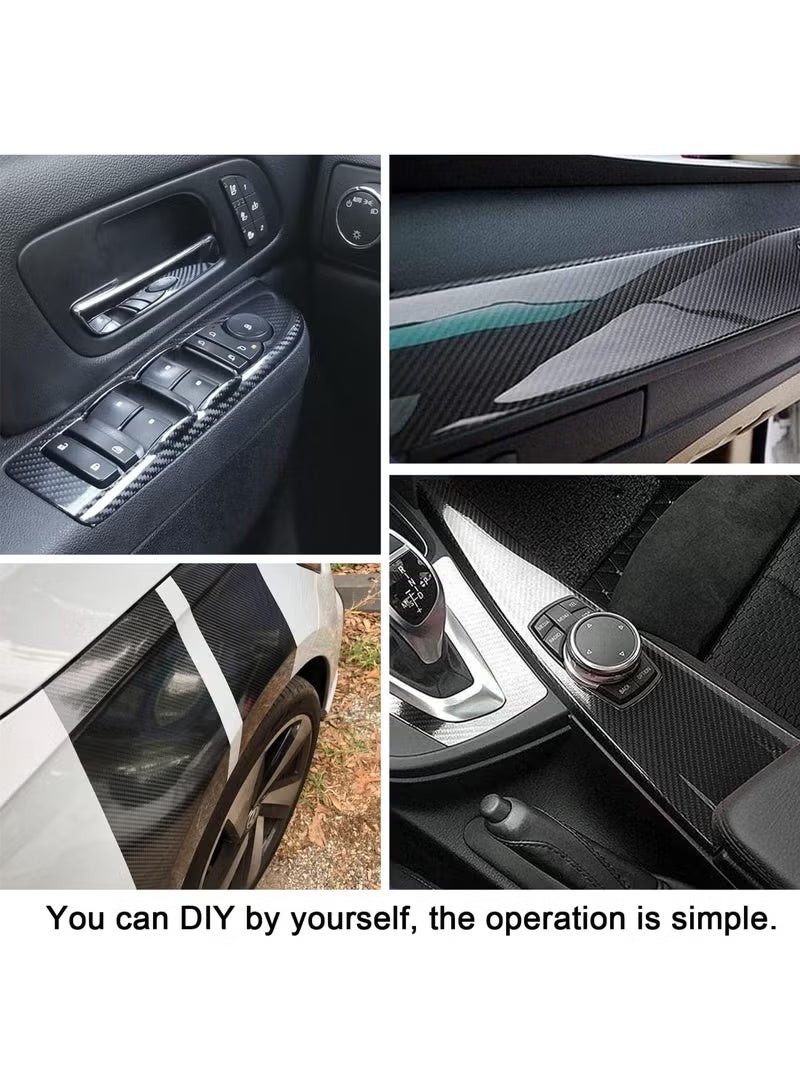 Automotive Film, Black 7D Carbon Fiber Vinyl Wrap Roll 1ft x 5ft, Ultra Gloss Car Wrap Film, Bubble-free Air Release Technology, Automobile Motorcycle DIY Interior Appearance - Image 4