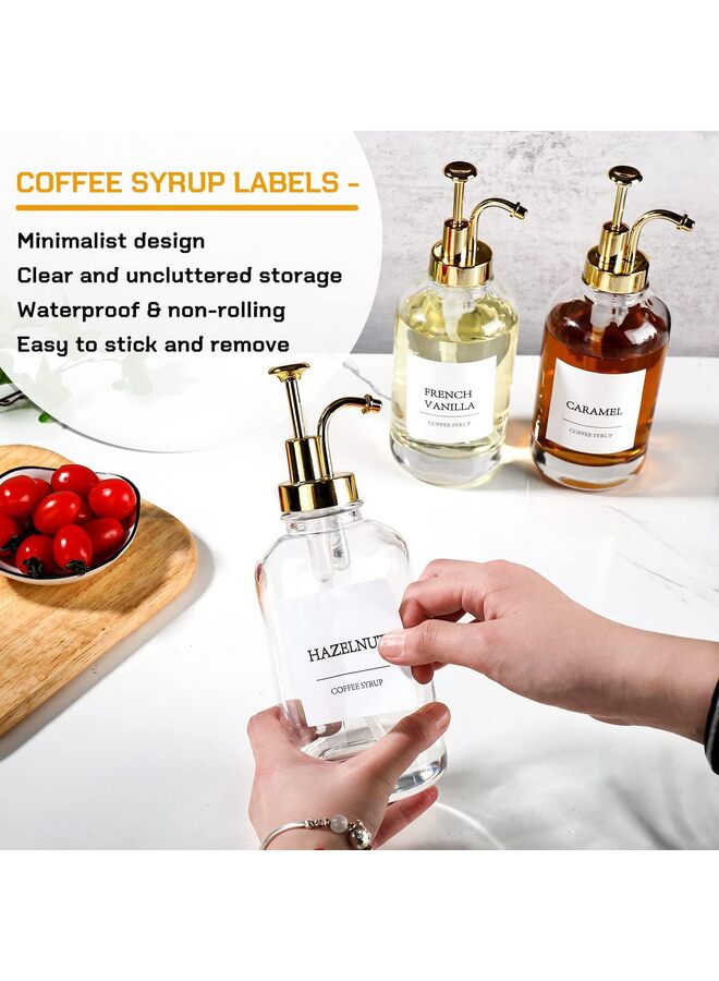 4pcs Coffee Bar Accessories,500ml Coffee Syrup Dispenser with Labels,Syrup Dispenser for Coffee Bar,Syrup Pump Dispenser - Image 5