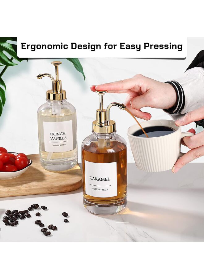 4pcs Coffee Bar Accessories,500ml Coffee Syrup Dispenser with Labels,Syrup Dispenser for Coffee Bar,Syrup Pump Dispenser - Image 2