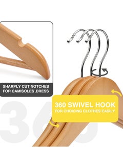 CityRiya-Long Wooden Hangers 60 Pack Natural Wood Clothes Hangers Heavy Duty Coat Hangers Non Slip for Jacket, Shirt, Pants and Suit Premium Solid Clothes Robe Hangers Dress Hangers for Closet  - Image 2