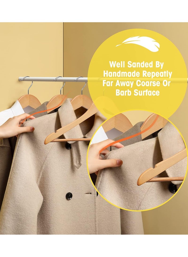 CityRiya-Long Wooden Hangers 60 Pack Natural Wood Clothes Hangers Heavy Duty Coat Hangers Non Slip for Jacket, Shirt, Pants and Suit Premium Solid Clothes Robe Hangers Dress Hangers for Closet  - Image 3