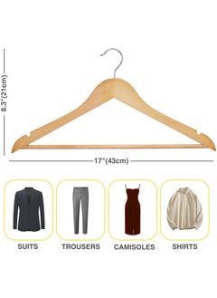 CityRiya-Long Wooden Hangers 60 Pack Natural Wood Clothes Hangers Heavy Duty Coat Hangers Non Slip for Jacket, Shirt, Pants and Suit Premium Solid Clothes Robe Hangers Dress Hangers for Closet  - Image 4